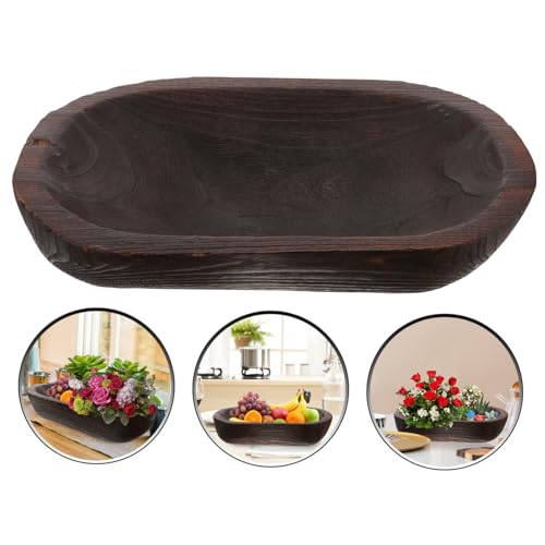 Vaguelly Rustic Wooden Bowl Decorative Centerpiece Bowl for Table Decor Versatile Farmhouse Style for Dining Table Elegance