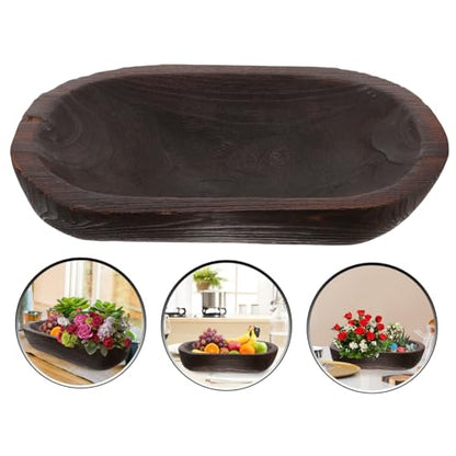 Vaguelly Rustic Wooden Bowl Decorative Centerpiece Bowl for Table Decor Versatile Farmhouse Style for Dining Table Elegance
