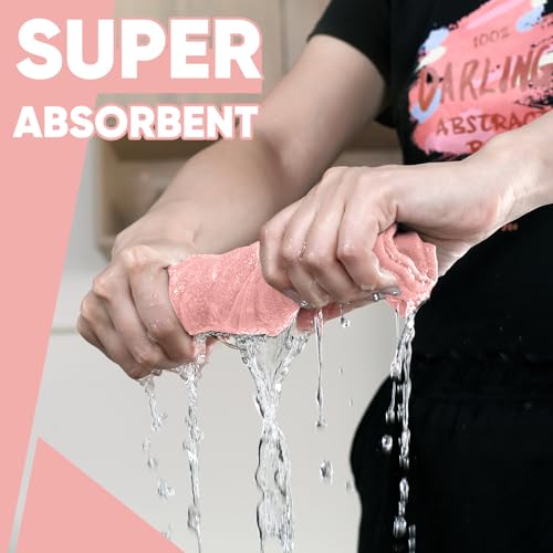 Oven Mitts Kitchen Towels Dishcloths with Pot Holders Sets 12PCS, Dish Towels Sets, Oven Gloves Pot Pads Heat Resistant 500 Degrees with Non-Slip Silicone Surface for Cooking Baking Grilling-Pink - color: Pink