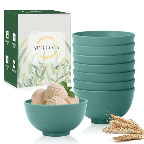 wheat straw snack bowls 10oz set of 8 - Unbreakable Dessert Bowls Dishwasher Safe - Small Handy Bowls for Ice Cream,Yogurt and Fruits. Green - color: Green, size: 10 oz