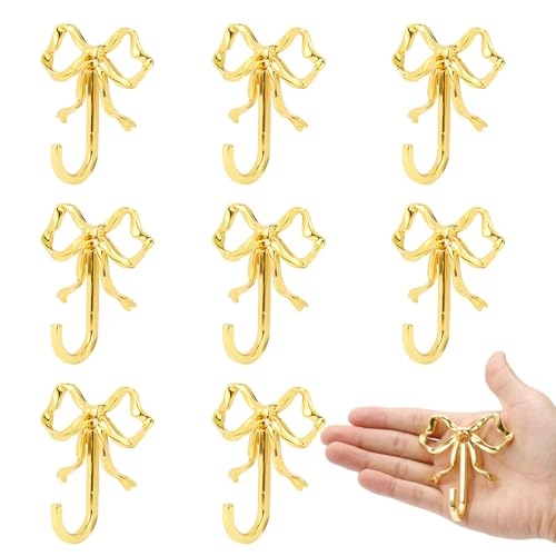 10 Pcs Gold Bow Hooks, Bow Hooks for Wall, Bow Decoration Hook,Decorative Hook, Suitable for Room, Bathroom, Love Shack Fancy Decor (Gold) - color: Gold, size: 10Pcs-Small