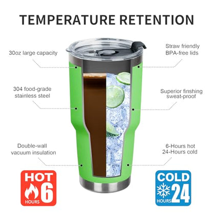 30 oz Tumbler with Lids and Straws Double Wall Vacuum Insulated Tumbler Cup,Stainless Steel Leak-proof Thermal Tumbler Travel Coffee Mug for Cold and Hot Drinks,Avocado Green - color: Avocado Green, size: 30 Ounces