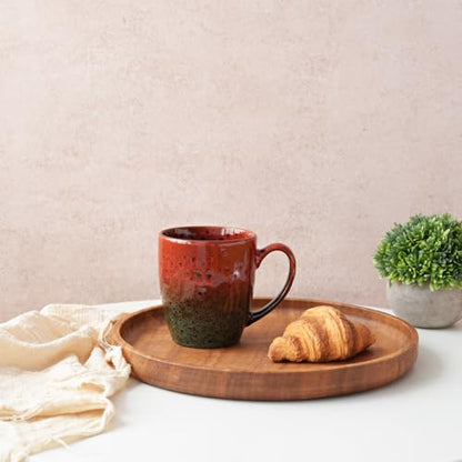 Bosmarlin Ceramic Coffee Mug Set of 4, 17 Oz, Coffee Cups with Big Handle, Microwave Safe, Unique Reactive Glaze (Red&Green) - color: Red&Green