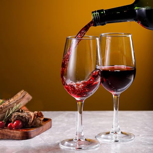PARACITY Wine Glasses Clear Red White Wine Glass Goblets Crystal Stemware (4PCS) | Handcrafted Clear Glass Stemware with Smooth Rounded Rims for Dishwasher Cleaning, Dining, Restaurants and Lounges