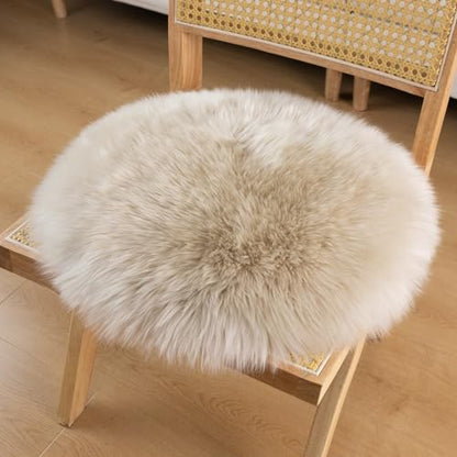 LLB Sheepskin Chair Pads - Office & Dining Room Chair Cushions (16.5" Round, Cream Brown) - color: Cream Brown, size: Round 16.5" (Pack of 1)