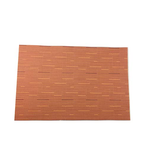 Exquisite Woven Vinyl Placemats for Dining Table Heat Resistant PVC Table Mats (Pack of 6, Orange) - color: Pin Stripes-orange