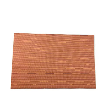 Exquisite Woven Vinyl Placemats for Dining Table Heat Resistant PVC Table Mats (Pack of 6, Orange) - color: Pin Stripes-orange