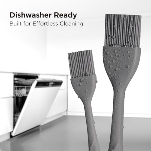 Kitchen Mama WaltzGrip Platinum Silicone Basting Pastry Brush, Metal Gray | Heat-Resistant, For Cooking, Baking, Grilling, Spreading Oil or Butter, Dishwasher-Safe - color: Metal Gray