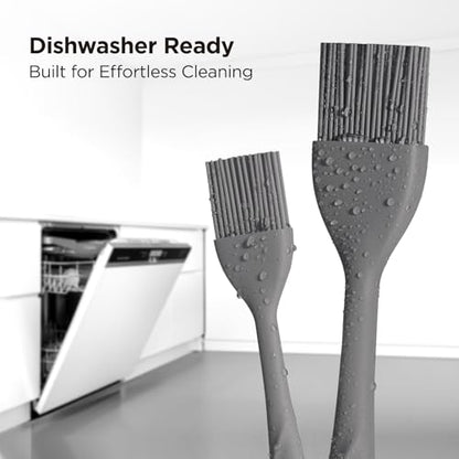 Kitchen Mama WaltzGrip Platinum Silicone Basting Pastry Brush, Metal Gray | Heat-Resistant, For Cooking, Baking, Grilling, Spreading Oil or Butter, Dishwasher-Safe - color: Metal Gray
