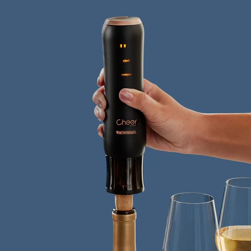 Wine Enthusiast x Cheer Moda Automatic Wine Opener – Electric Corkscrew with Hidden Touch Button, USB Charger & Foil Cutter – Rechargeable Sleek Wine Bottle Opener Gift Set – Modern French Design - color: Wine