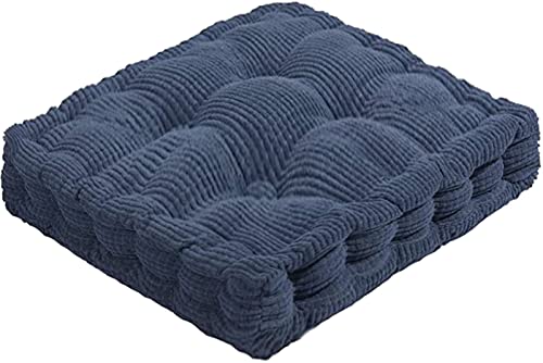 ChezMax Floor Pillow & Cushion, Large Meditation Chair Cushions, Thick Square Seat Pad, Soft Velvet Tufted Seating Pouf for Indoor/Outdoor Yoga Bench Rocking Chair Room Tatami Sofa, Dark Blue 16"x16" - color: Dark Blue S