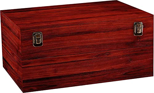 Large Wooden Box - 14" x 10" x 6.5" - Unfinished Pine Wood Box for Crafts, Storage, Keepsakes & Memory - Hinged Lid