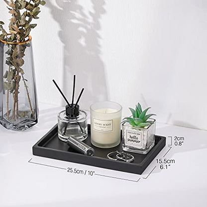 Luxspire Resin Bathroom Vanity Tray Countertop Organizer, M, Matte Black | 10 x 6 inch, non-slip waterproof resin, easy wipe clean, fits bath kitchen vanity, holds jewelry toiletries soap - color: Black, size: M