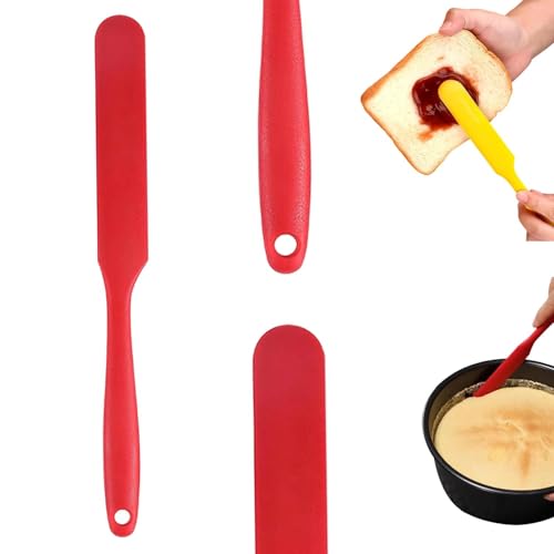Silicone Jar Spatulas, Cake Cream Spatulas Set, Non-Stick Heat Resistant Mixing Butter Spatulas Baking Scrapers for Jars Blenders Cooking Stirring - color: Red, size: 24X2.5X0.5CM