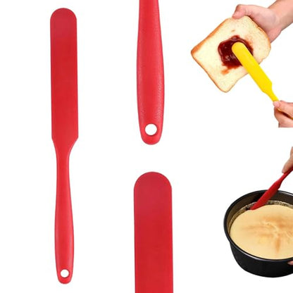 Silicone Jar Spatulas, Cake Cream Spatulas Set, Non-Stick Heat Resistant Mixing Butter Spatulas Baking Scrapers for Jars Blenders Cooking Stirring - color: Red, size: 24X2.5X0.5CM