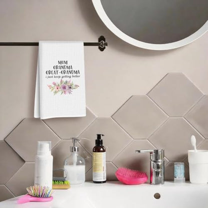 Great Grandma Dish Towels - Great Grandma Gifts Waffle Weave Kitchen Towels | Grandma Hand Towel, Grandma Tea Towel, Grandma Gifts from Grandson Granddaughter Reusable Waffle Weave Microfiber Absorbent - color: Great Grandma