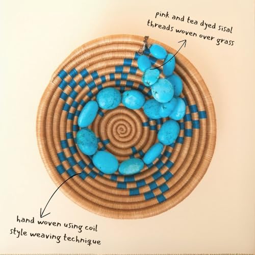 Small African Decorative Bowl, Turquoise Blue, 7" Wide - color: Turquoise