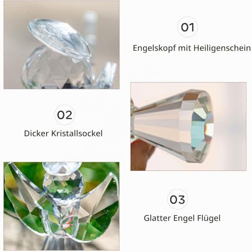 3.3inch Crystal Guardian Angel Figurine Art Glass Angel Ornaments | Clear,Christmas Birthday Gifts for Mom Women Sister,Home Table Paperweight Decoration Collectible,Memorial Gift - style: Heart Angel