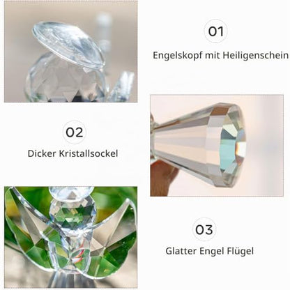 3.3inch Crystal Guardian Angel Figurine Art Glass Angel Ornaments | Clear,Christmas Birthday Gifts for Mom Women Sister,Home Table Paperweight Decoration Collectible,Memorial Gift - style: Heart Angel
