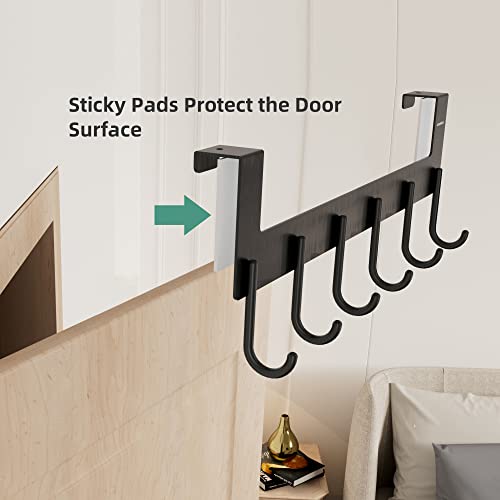 Over Door Hanger, Metal Over the Door Hook Rack with 6 Hook for Hanging Towel Robe Coat Bathroom Bedroom, Towel Rails, Grey - color: Gray