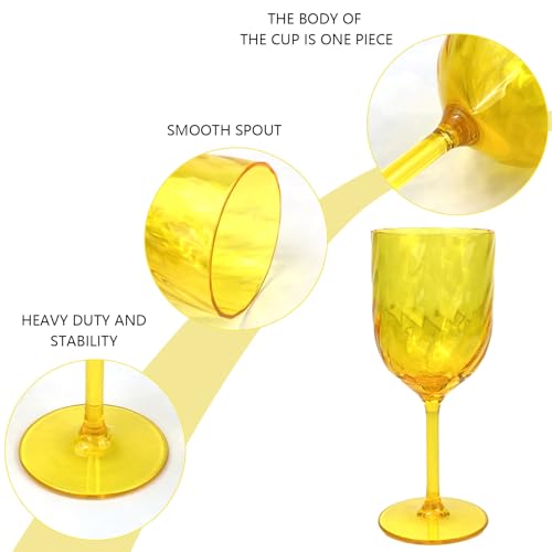 Yalin Set of 6 Unbreakable 15 oz Acrylic Plastic Wine and Water Tumbler Stackable Goblets. (Yellow, 15 oz) - color: Yellow, size: 15 oz