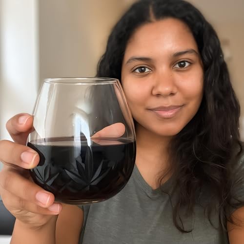 SHOSHIN Hand-Cut Stemless Wine Glasses – Hand Made Lead-Free Crystal Glass (15 Oz, Set of 4) – Ideal Gift - color: Agave set of 4