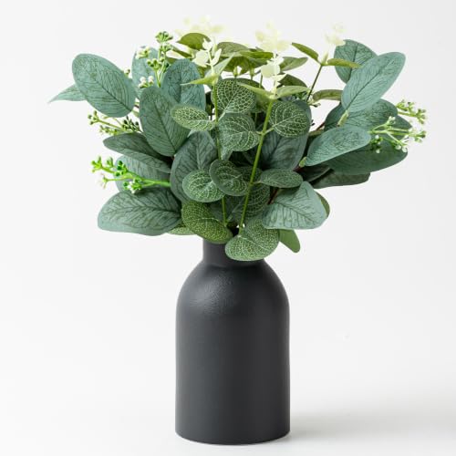 Artificial Eucalyptus Stems in Ceramic Vase, Fake Plants for Home Decor, Faux Greenery Centerpieces for Tables, Artificial Plants Indoor for Bathroom Modern Farmhouse Coffee Table Decor - color: Black