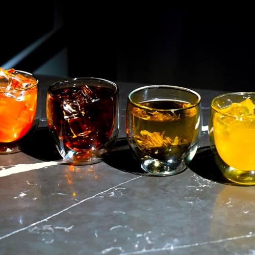 LEMONSODA Double Walled Glasses, 8.5 oz Set of 4 Clear Glass Coffee Mugs - color: 8.5oz