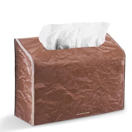 Hand Towels Box Cover,PU Leather Tissue Box Cover Holder Compatible with Kleenex Disposable Paper Hand Towels Suitable for Dining,Kitchen,Bathroom(1-Brown) - color: 1-brown