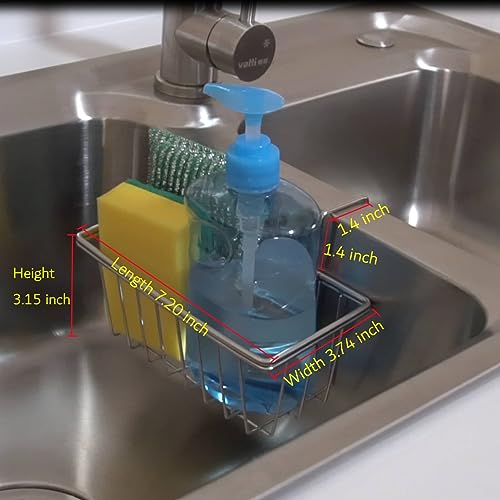 Stainless Steel Sponge Holder for Kitchen Sink | Rust Resistant, Quick Drying, Holds Sponges & Brushes, Stable Over Divider, Space Saving, Large Capacity