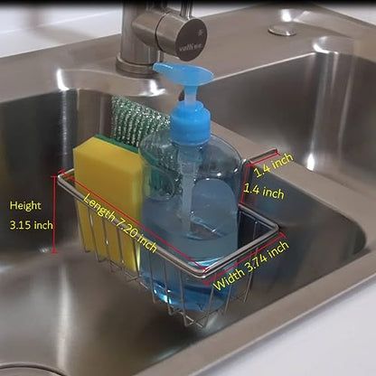 Stainless Steel Sponge Holder for Kitchen Sink | Rust Resistant, Quick Drying, Holds Sponges & Brushes, Stable Over Divider, Space Saving, Large Capacity