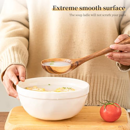 Gudamaye Wooden Soup Ladles, Natural Teak Wooden Spoons, 13 inch Big Deep Ladle for Cooking, Wood Kitchen Utensils Set - style: 1 PC Teak Ladle