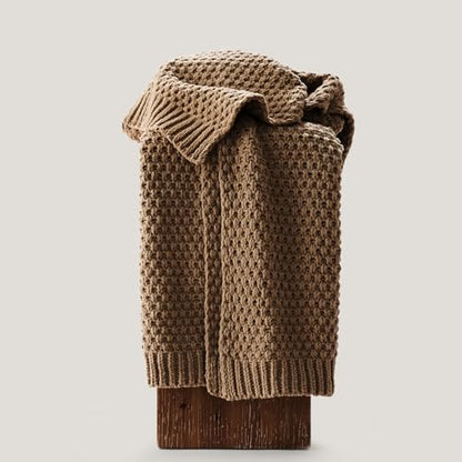 EVERGRACEHOME Chunky Chenille Knit Throw Blanket, 50 x 60, Camel Brown | Sculpted Moss Stitch, Chic Modern Farmhouse, All-Season Warmth, OEKO-TEX® Certified, Elegant Blanket for Couch, Bed, Sofa - color: Camel Brown, size: 50" X 60"