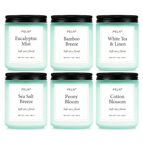Scented Candles Gift Set, 6-Pack 7 oz Soy Candles, Fresh Botanical Scents | Eucalyptus, White Tea, Sea Salt & Peony. Up to 300 Hours for Home & Relaxation; Candle Gifts for Women, Moms & Housewarmings - color: Fresh Botanical Collection