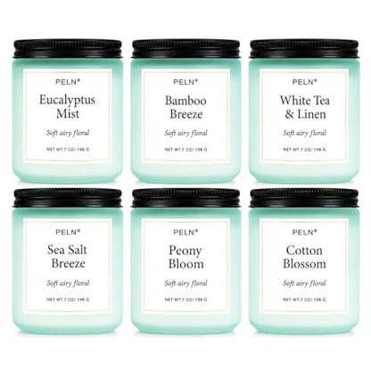 Scented Candles Gift Set, 6-Pack 7 oz Soy Candles, Fresh Botanical Scents | Eucalyptus, White Tea, Sea Salt & Peony. Up to 300 Hours for Home & Relaxation; Candle Gifts for Women, Moms & Housewarmings - color: Fresh Botanical Collection