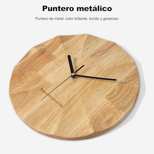 Ergocar Wall Clock, Modern Minimalist Design Wooden Wall Clock Quiet 30 Cm (11.81 Inches) All -Solid Wood Suitable for Living Room, Bedroom, Desktop Decoration, Elderly Gifts