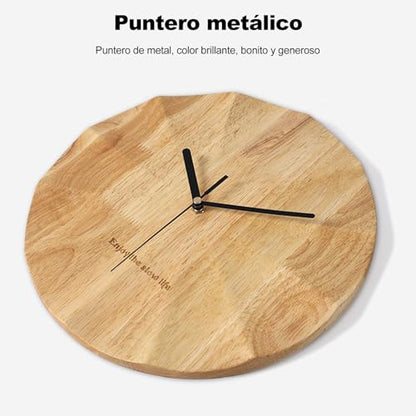Ergocar Wall Clock, Modern Minimalist Design Wooden Wall Clock Quiet 30 Cm (11.81 Inches) All -Solid Wood Suitable for Living Room, Bedroom, Desktop Decoration, Elderly Gifts