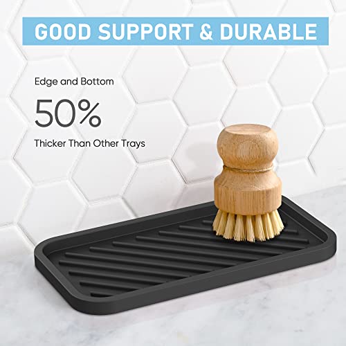 Silicone Sponge Holder-Large Thick Durable 10" Sink Organizer Tray-Kitchen | Thick Durable Sponge Caddy, Large Sink Tray, Dish Soap & Scouring Pad Holder, Countertop Drip Tray, Easy Clean, Rust-Proof - color: B-bl, size: 10x5.1inch