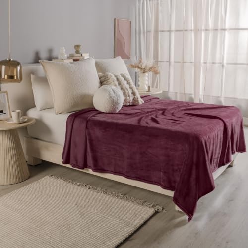 Vianney Light Red Blanket Queen Size – Soft, Lightweight Fleece Throw for Bed, Couch, & Sofa, Breathable, Cozy Year-Round Comfort in Solid Light Red, Ideal for Cozy Bedroom Decor & All Seasons - color: Red, size: Full / Double