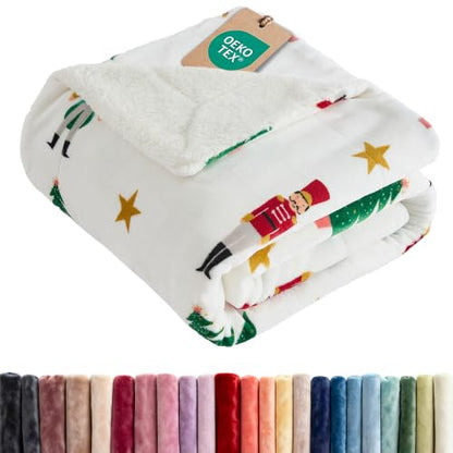 Christmas Sherpa Blanket Throw Size, Reversible Blanket - Nutcracker, 50x60 | Super Soft Double Sided Throw for Bed, Sofa, Couch, Reversible Sherpa Fleece Blanket, Thick, Warm, Plush, Xmas Winter Bedding - color: 05 - Nutcracker