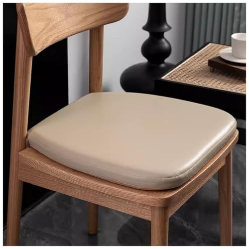 High-Grade Dining Chair Cushion, Leather Seat Cushion, 4cm Memory Foam U-Shaped Chair Pad Waterproof Non-Slip Chair Cushions with Straps(Color:Beige Yellow,Size:43 * 42cm) - color: Beige Yellow, size: 43*42cm