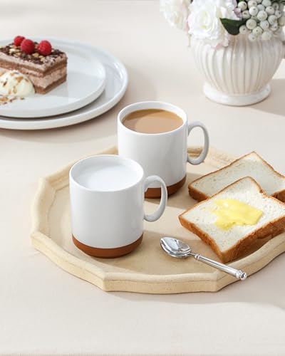 MALACASA 12oz Ceramic Coffee Mugs Set of 4, Stackable Coffee Cups with Straight-Sided Design, Mugs for Coffee, Latte, Tea, Hot Chocolate, Cappuccino and Cocoa, Microwave & Dishwasher Safe, Khaki White - color: Straight-Khaki White, size: 12 Oz