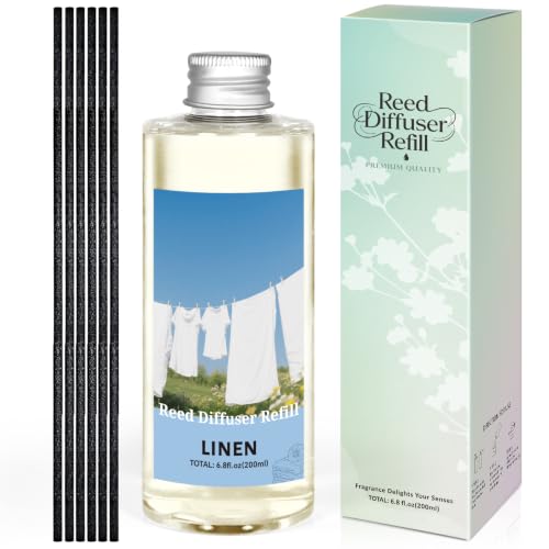 STRN Reed Diffuser Oil Refill, Linen Scented Diffuser with Stick 200ML Home | Summer Long-Lasting Fragrance for Living Room, Bedroom, Office, Home Décor - color: Blue 1