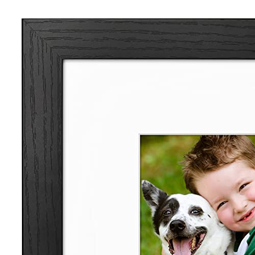 Americanflat 8x8 Picture Frame - Matted to 4x4 - Engineered Wood - Black | Shatter-resistant glass, wall or tabletop display with included easel, sawtooth hangers included, secure turn-tab backing - color: Black, size: 8x8 with 4x4 Mat