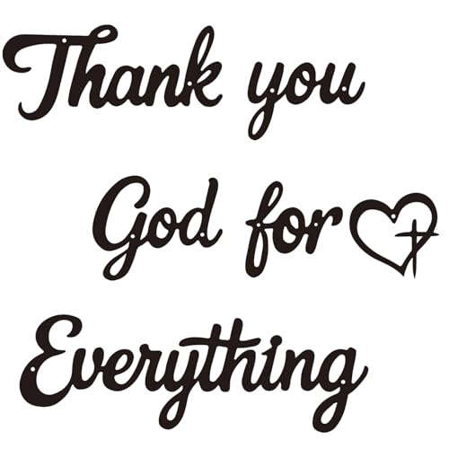 BRRSSIO Metal Wall Art Black Wall Decor Thank You God For Everything Decorative Sign for Kitchen Office Bedroom Living Room, Vintage Farmhouse Christian Wall Decorations
