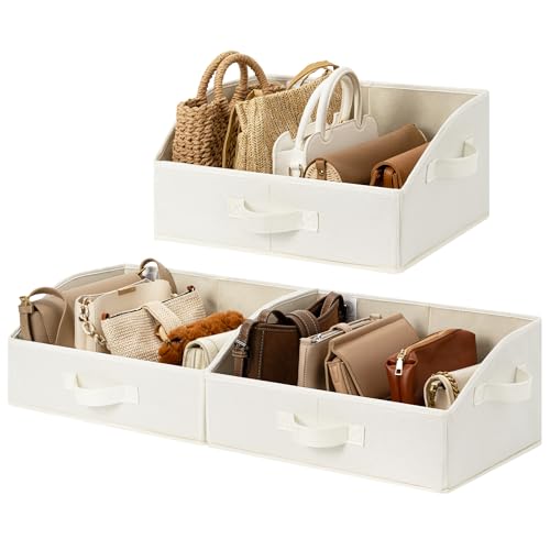 GRANNY SAYS Trapezoid Closet Storage Bins, Medium, Pearl White, 3-Pack | Closet Organizer Bins for Shelf, Closet Organizers and Storage for Purses, Clothes, Toys, Towels, 16½"Lx11"Wx7¾"H - color: Pearl White, size: 16½"L x 11"W x 7¾"H