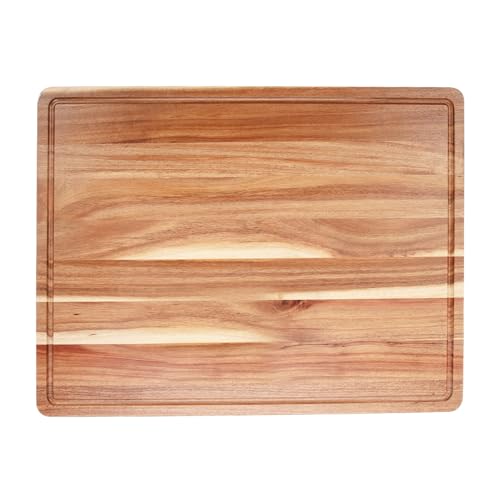 GAOMON Acacia Extra Large Wood Cutting Board, 1.5 Inches Thick Butcher Block, Reversible Wooden Kitchen Block, Cheese Charcuterie Board, with Side Handles and Juice Grooves, 20 x 15 Inch - size: 20.4"L x 15.6"W