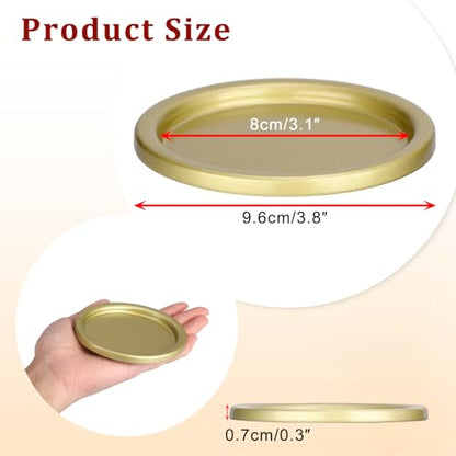 OwnMy 3PCS Iron Candle Holders for Pillar Candles, 3" Metal Candle Plates | Small Round Tealight Holders Gold Iron Pillar Candle Trays, Elegant Candle Stand Bases for Wedding Dining Table Centerpieces - color: Gold-3pcs