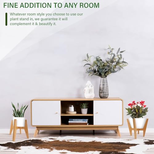 LEIMO KPARTS Adjustable Bamboo Plant Stand (8-12 inches), Mid Century Modern Indoor Plant Holder