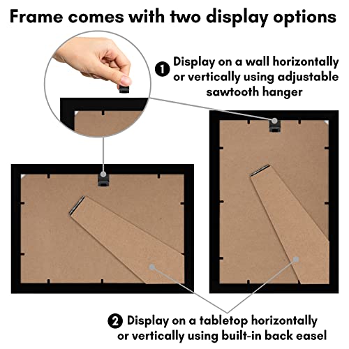 Americanflat 8x12 Picture Frame with Shatter-Resistant Glass - Set of 2 - Signature Collection - Gallery-Style Frames Made of Engineered Wood - Picture Frames for Tabletop and Wall Display - Black | Shatter-resistant glass, wall or tabletop display with i
